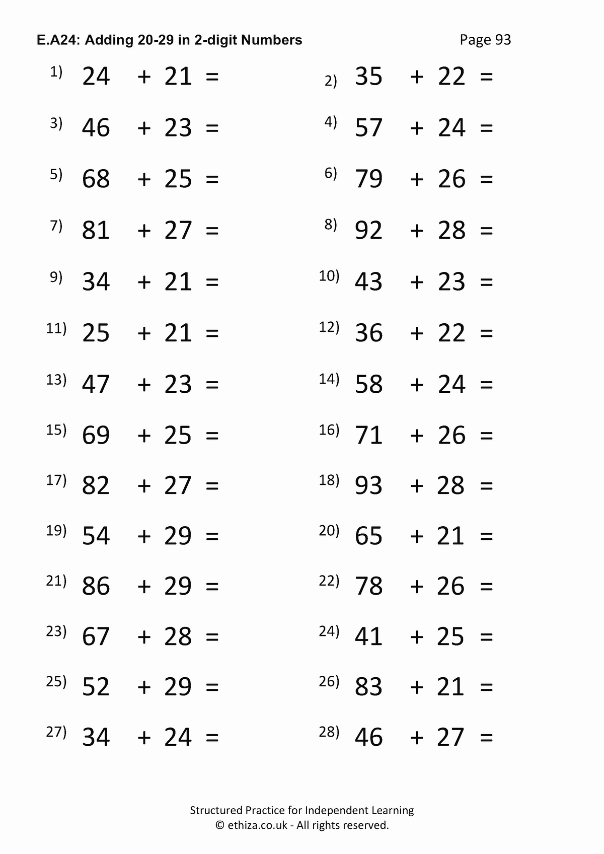 Mental Maths & Fluency Worksheets