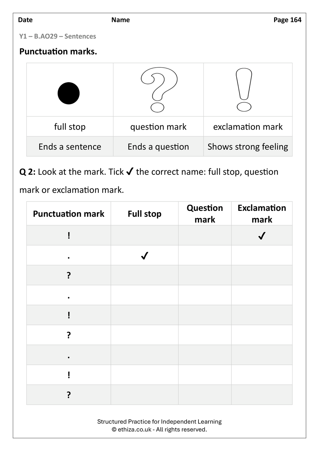 Year 1 English