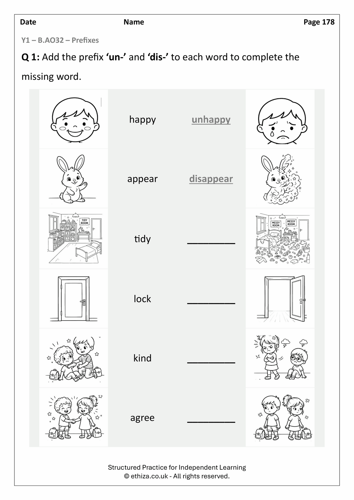 Year 1 English Worksheets