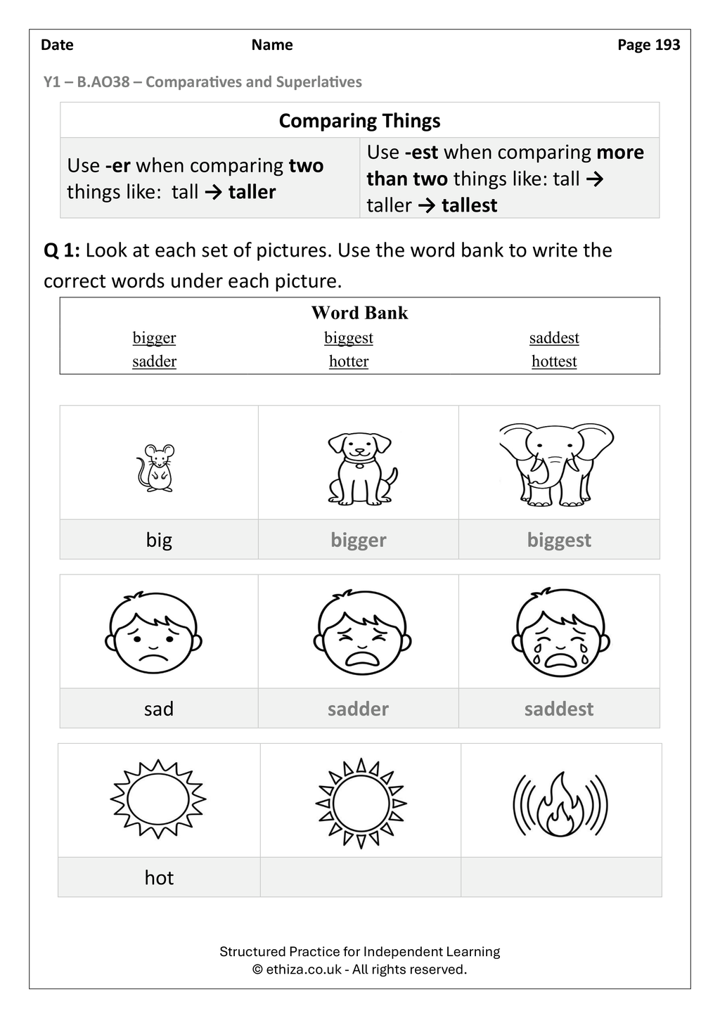 Year 1 English