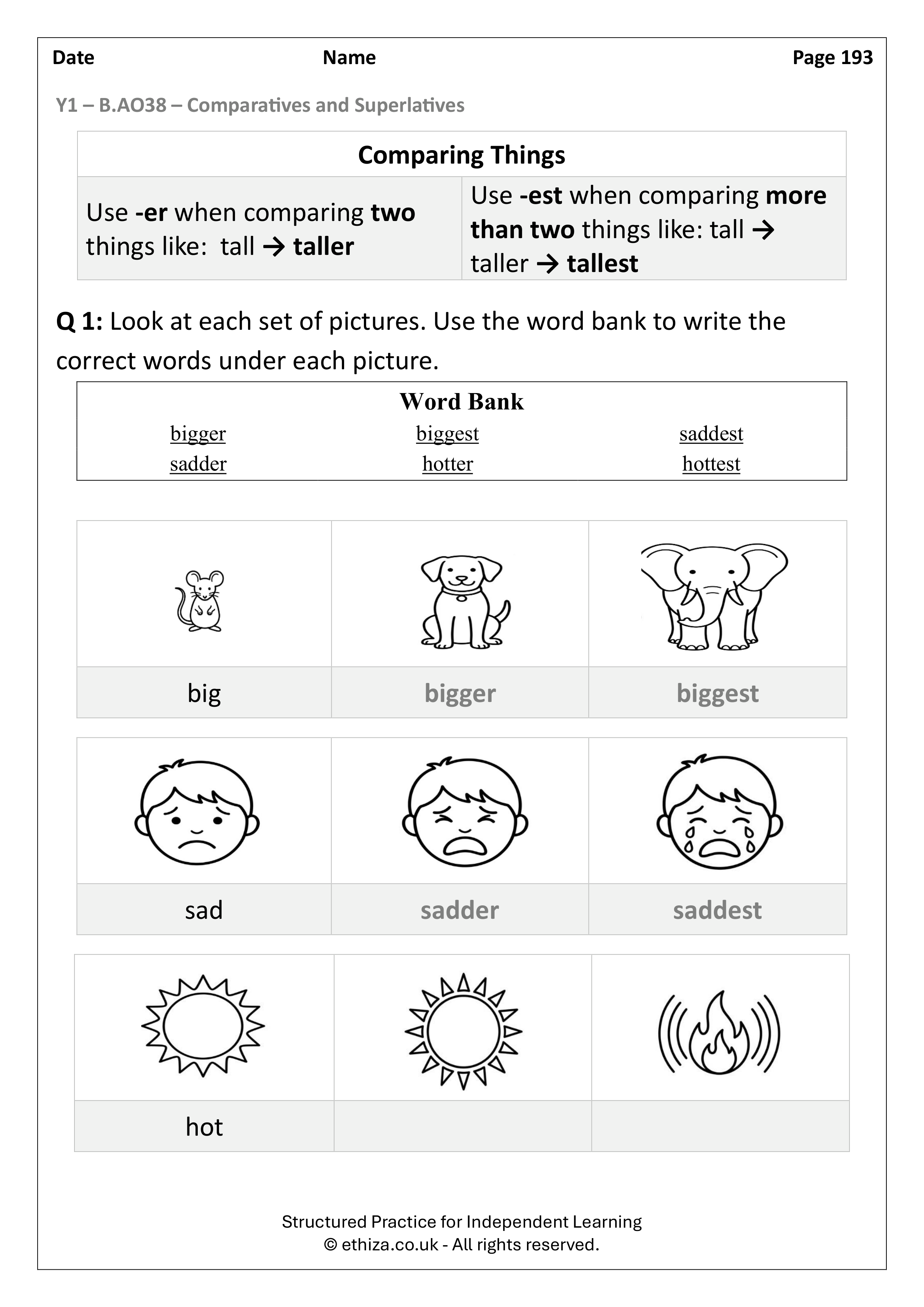 Year 1 English