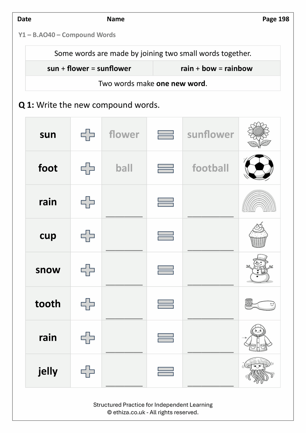 Year 1 English Worksheets