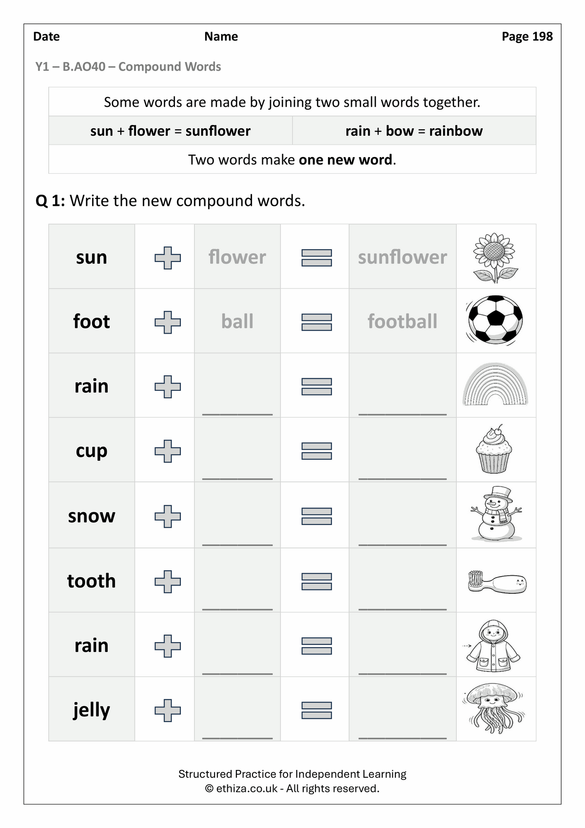Year 1 English Worksheets