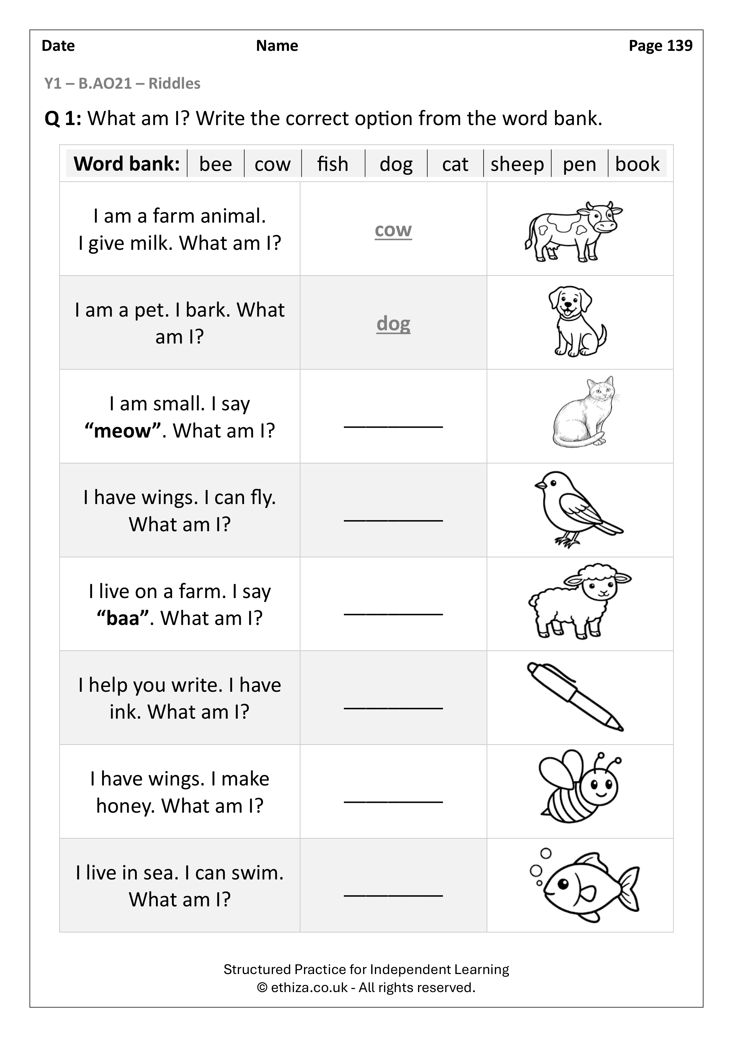 Year 1 English