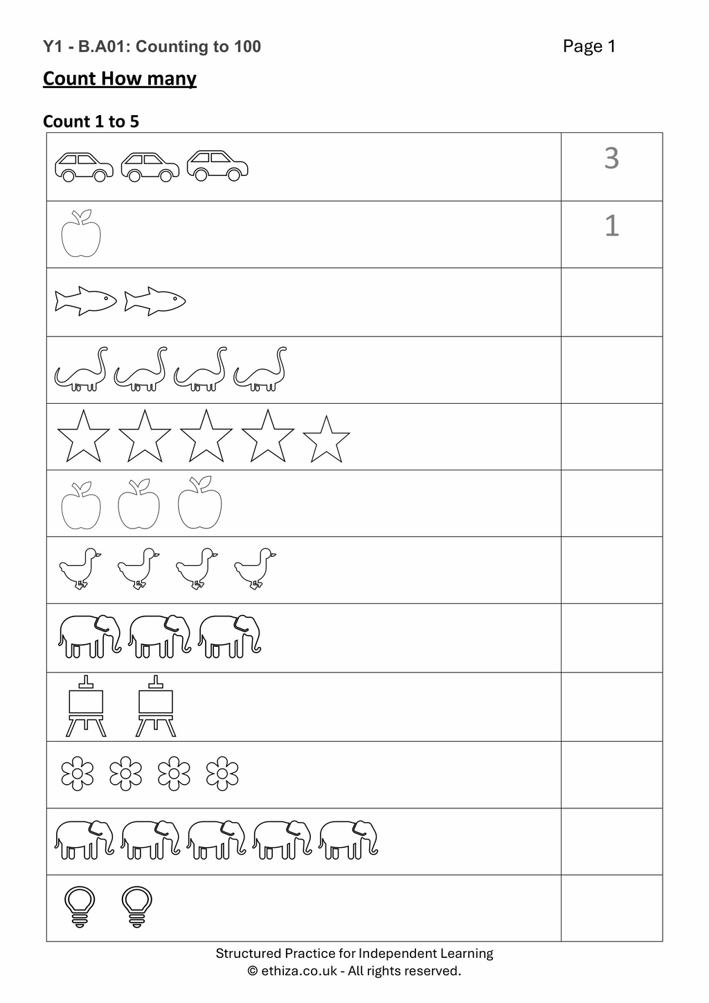 Year 1 Maths Worksheets