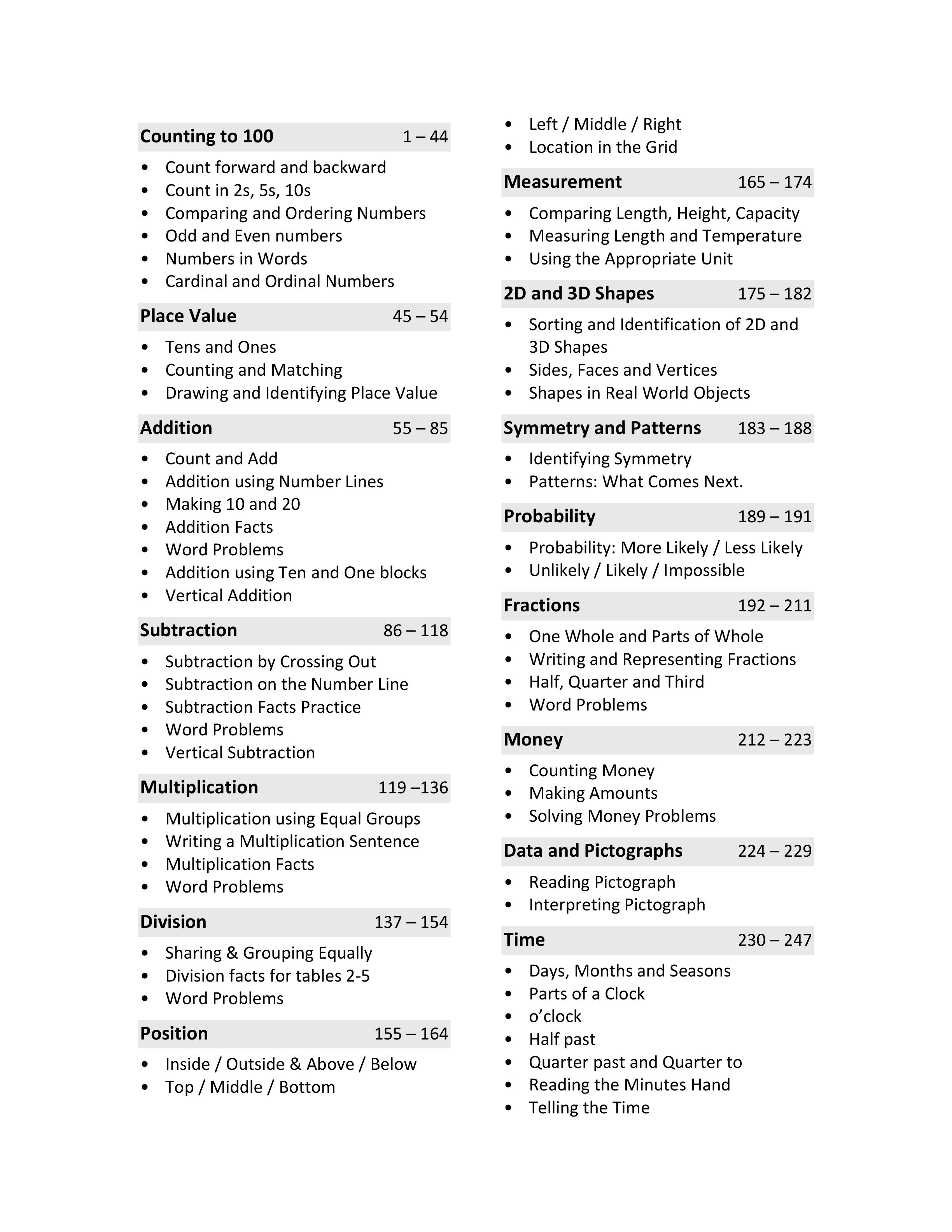 Year 2 Maths Worksheets