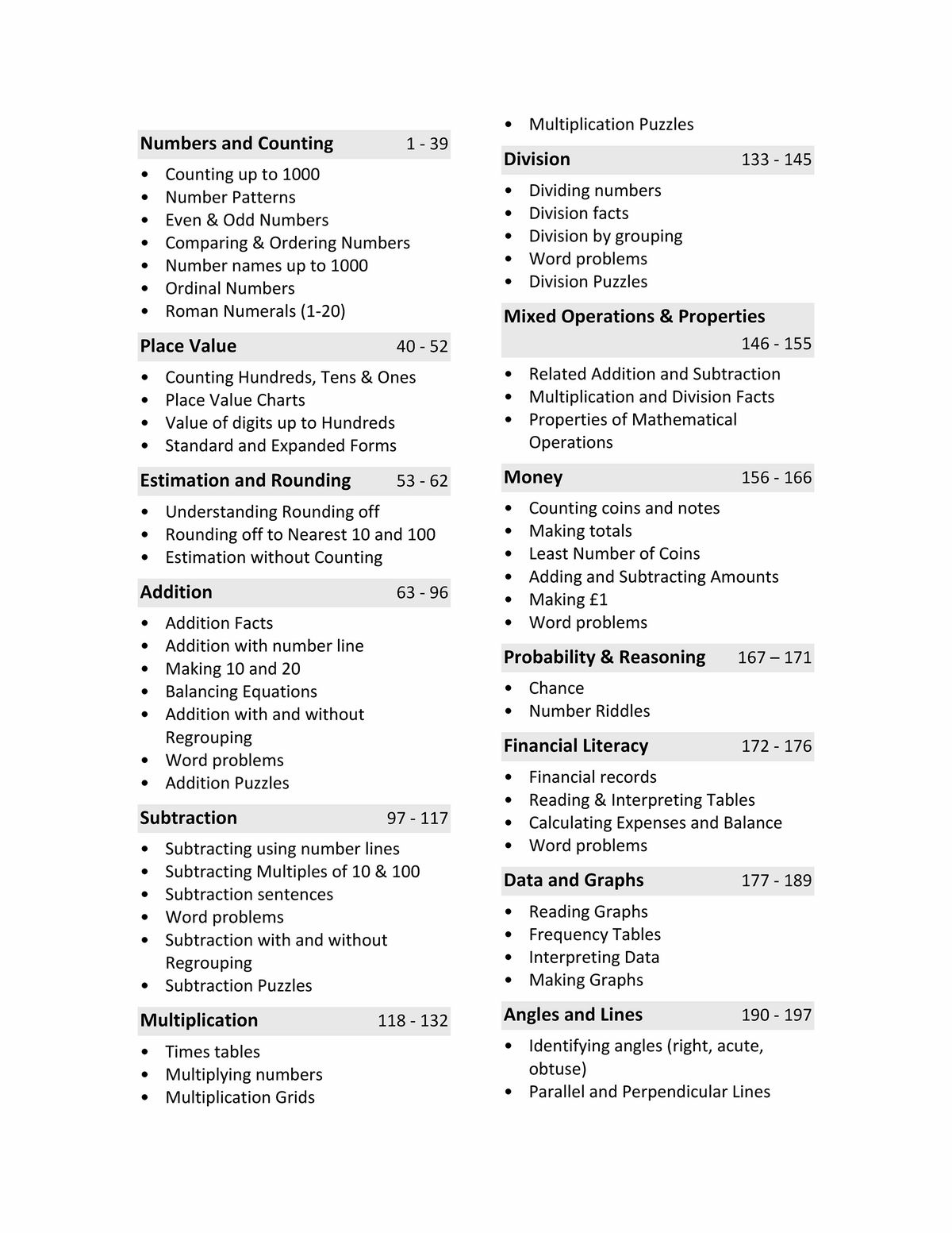Year 3 Maths Worksheets