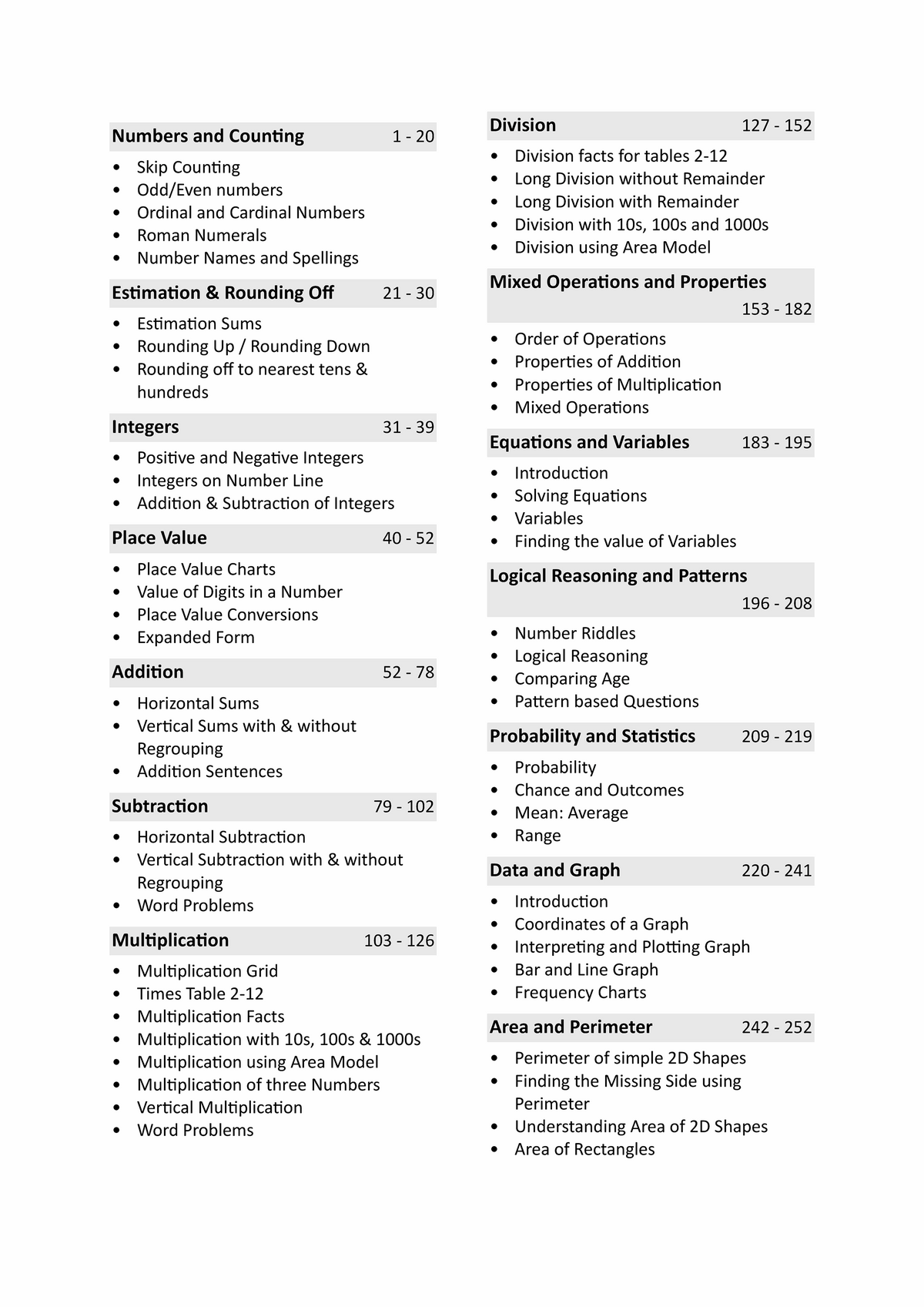 Year 4 Maths Worksheets
