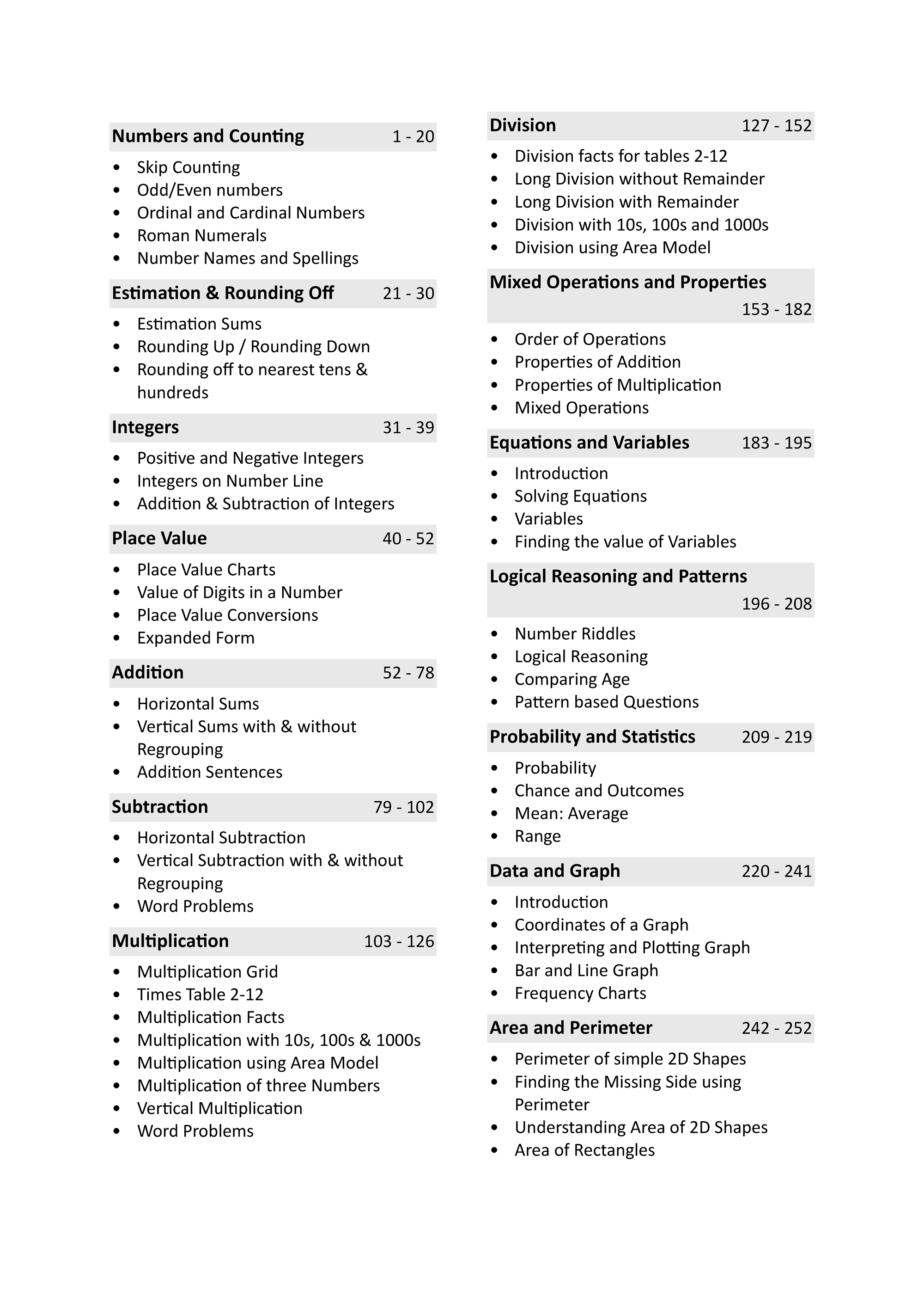 Year 4 Maths Worksheets