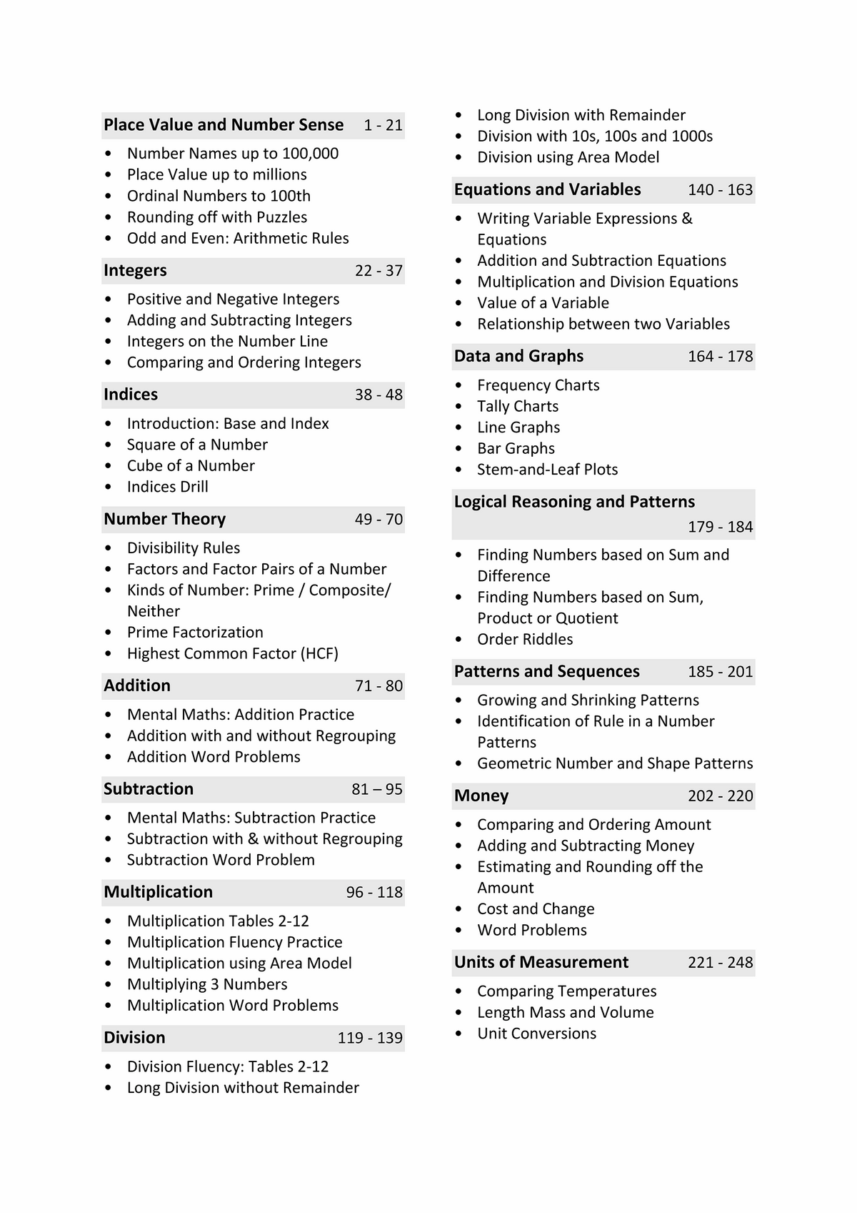 Year 5 Maths Worksheets