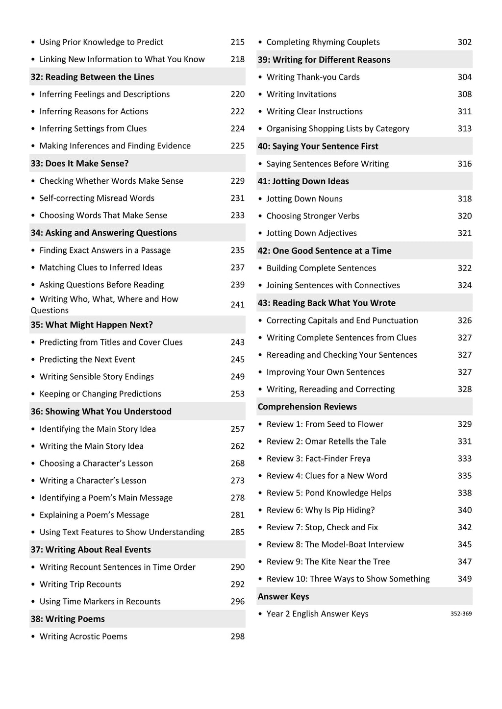 Year 2 English Worksheets