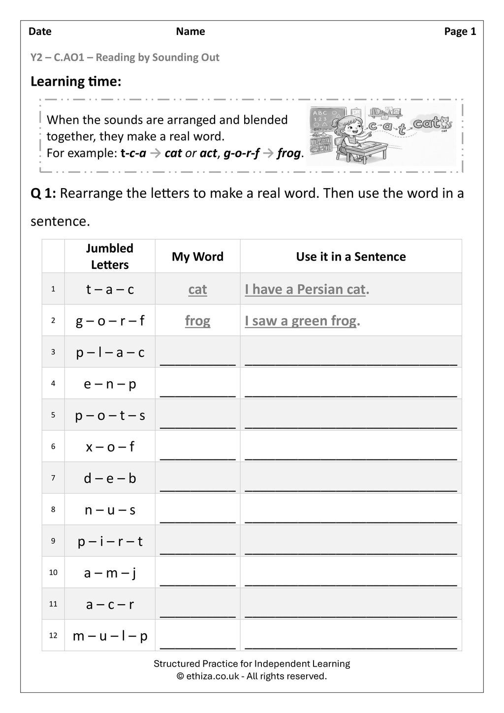 Year 2 English Worksheets