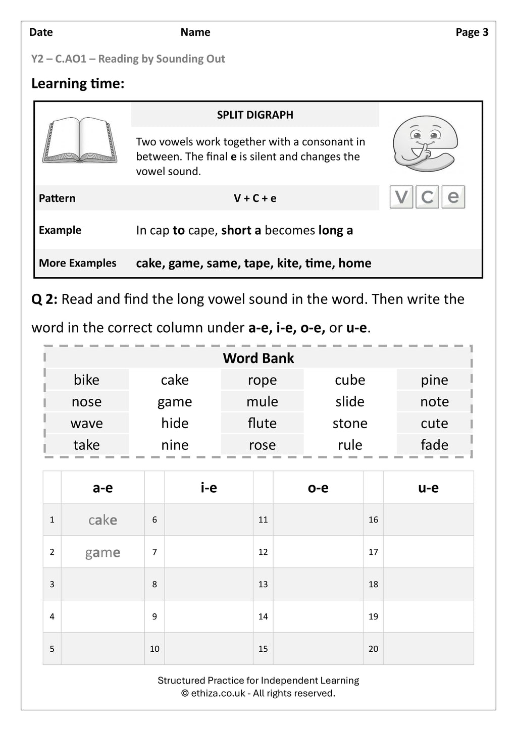Year 2 English Worksheets
