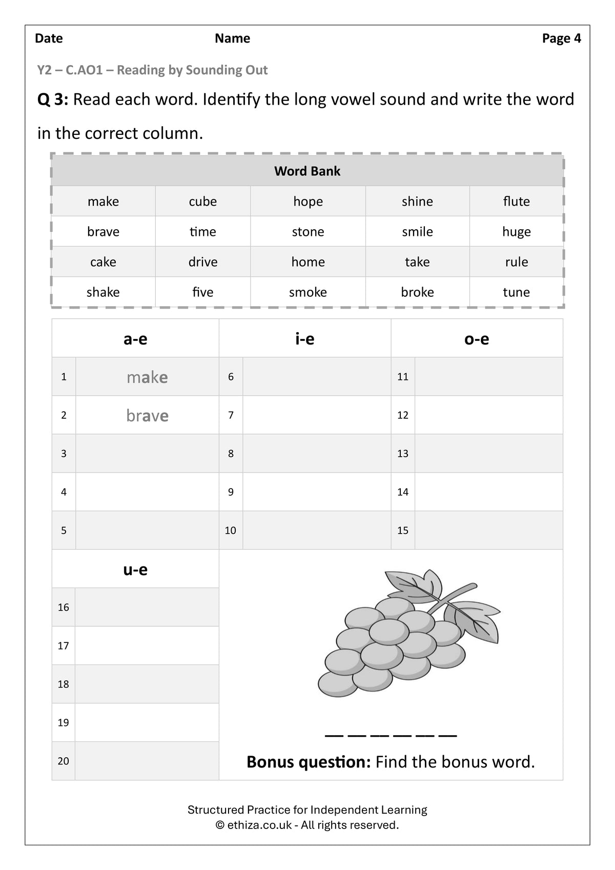 Year 2 English Worksheets