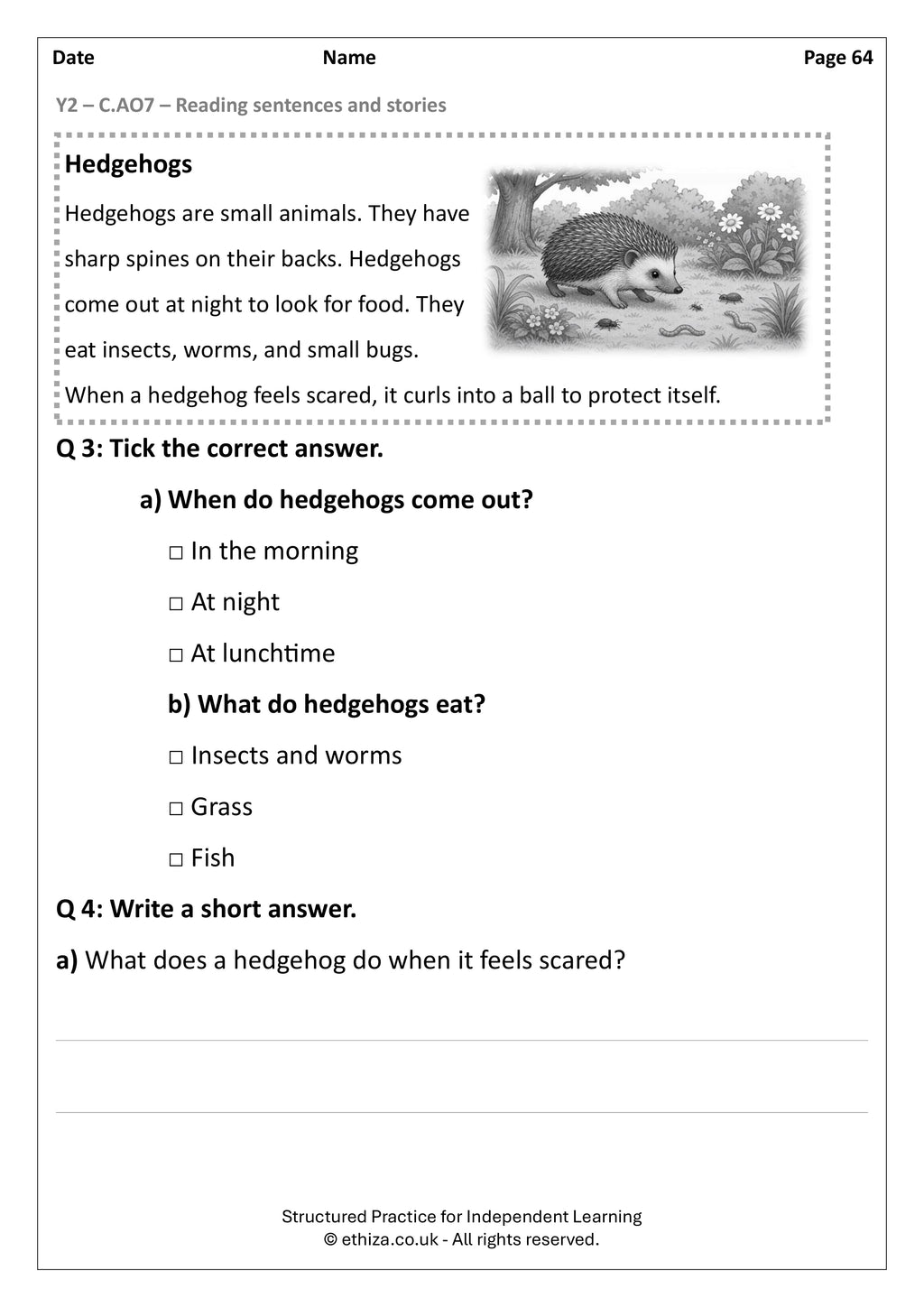 Year 2 English Worksheets