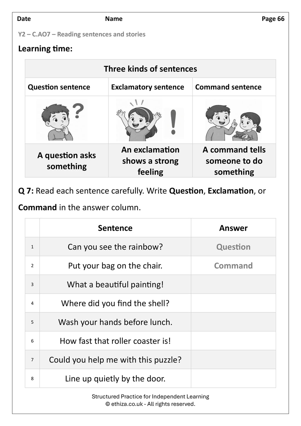 Year 2 English Worksheets